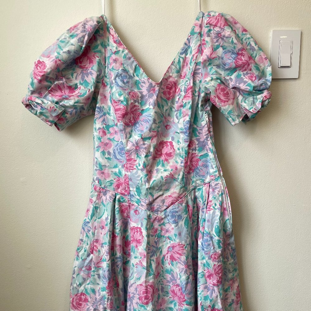 80s Floral Short Bridesmaid Dress